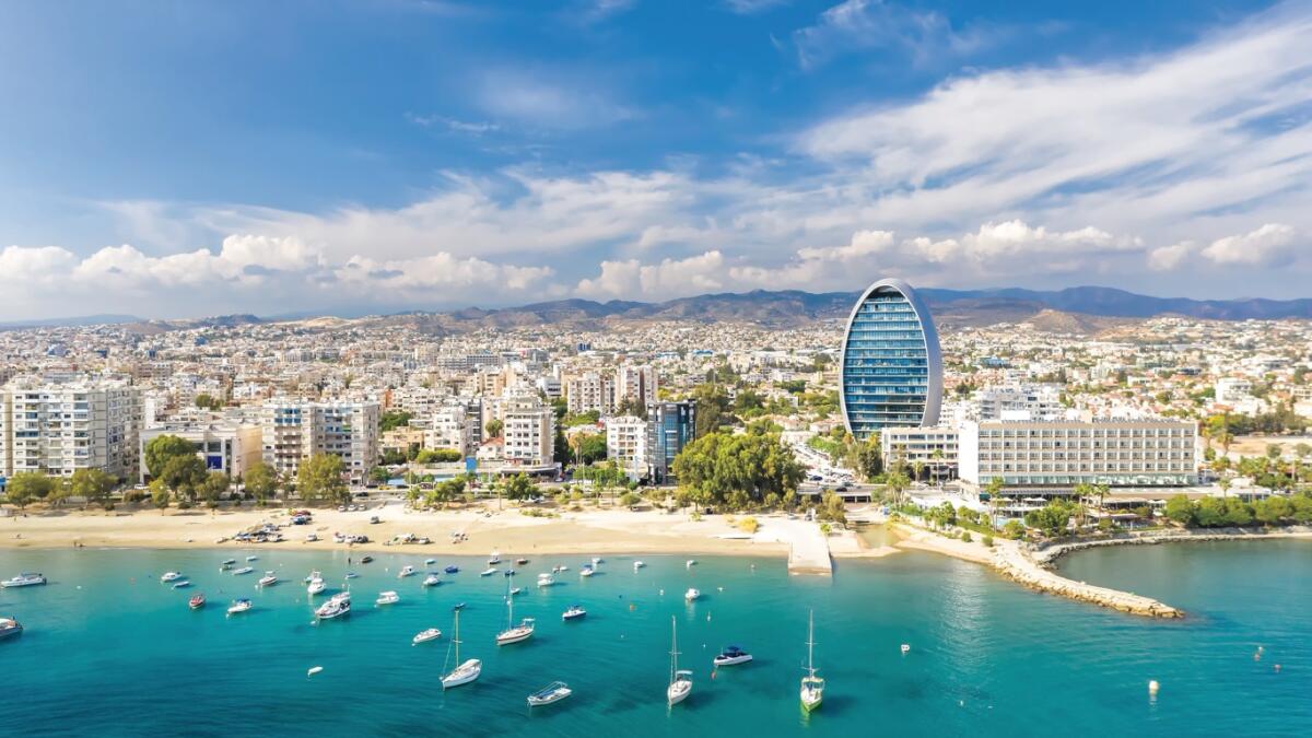 Limassol city skyline and marina in Cyprus